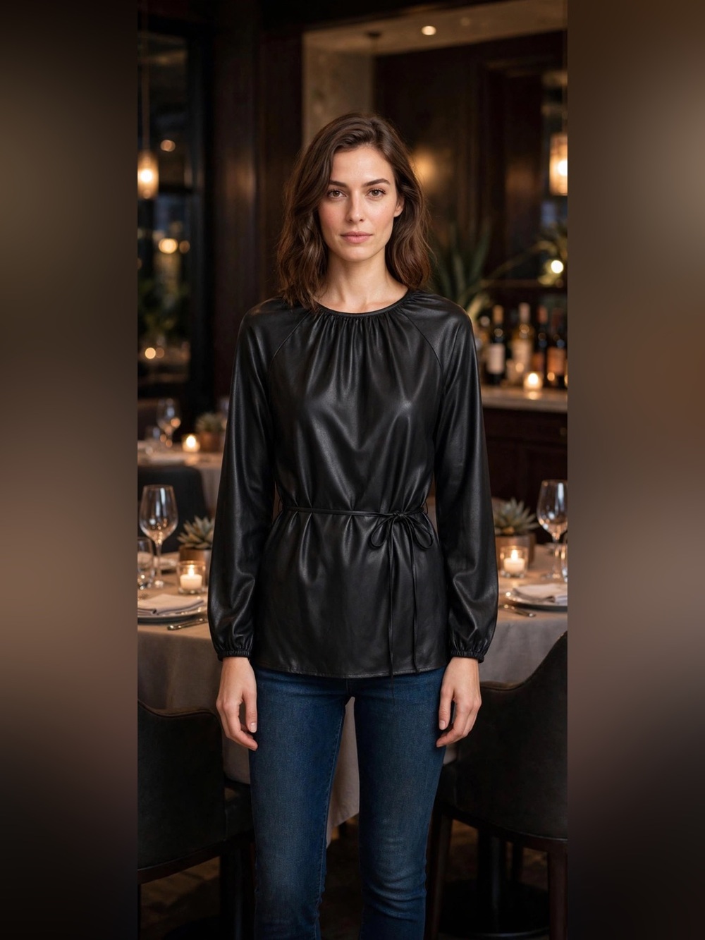 Nordstrom Halogen Black Tie-Waist Tunic
